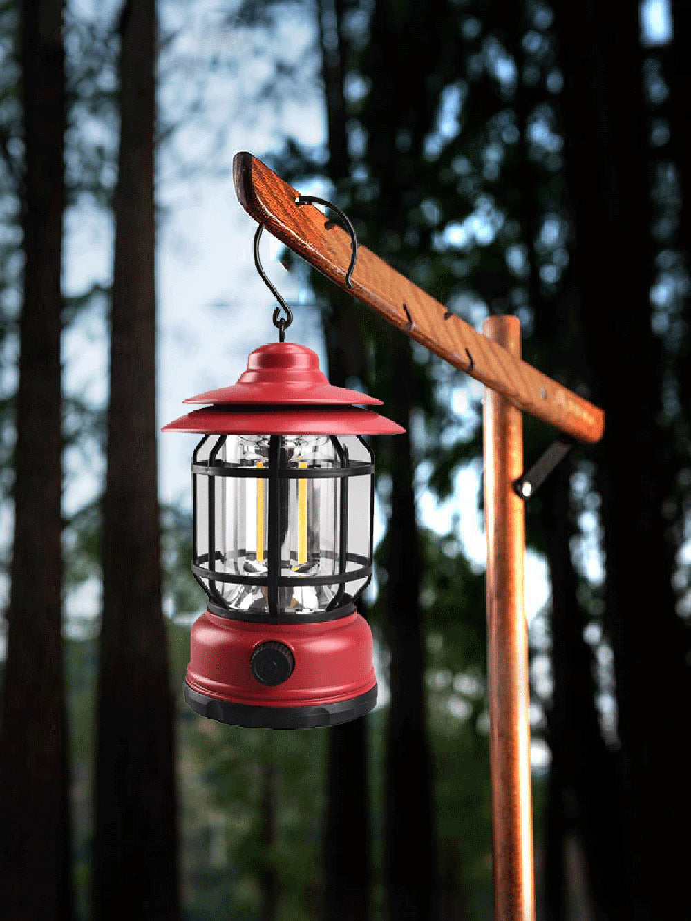 Portable Retro Camping Lantern — COB LED, Rechargeable or Dry Battery