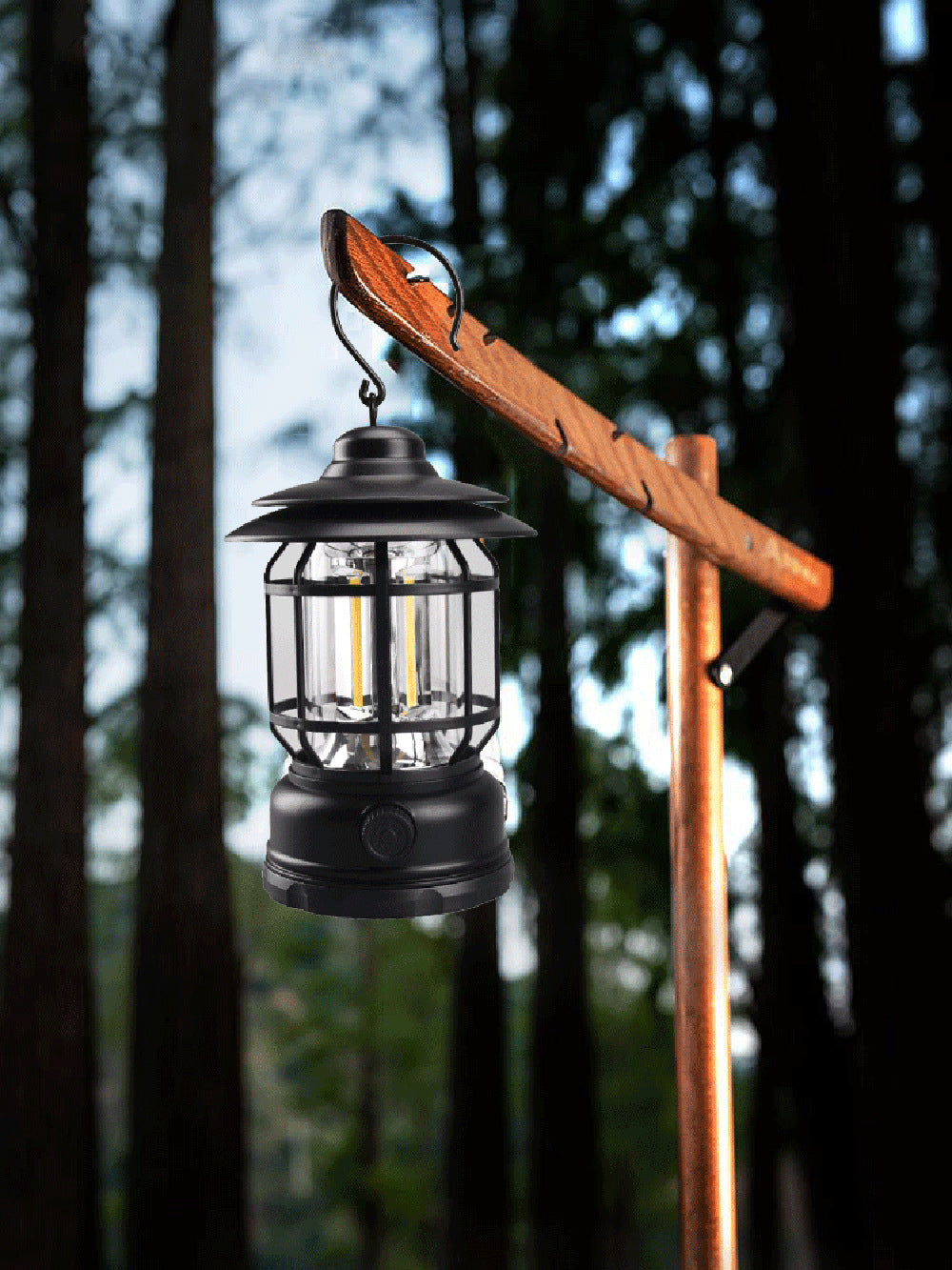 Portable Retro Camping Lantern — COB LED, Rechargeable or Dry Battery