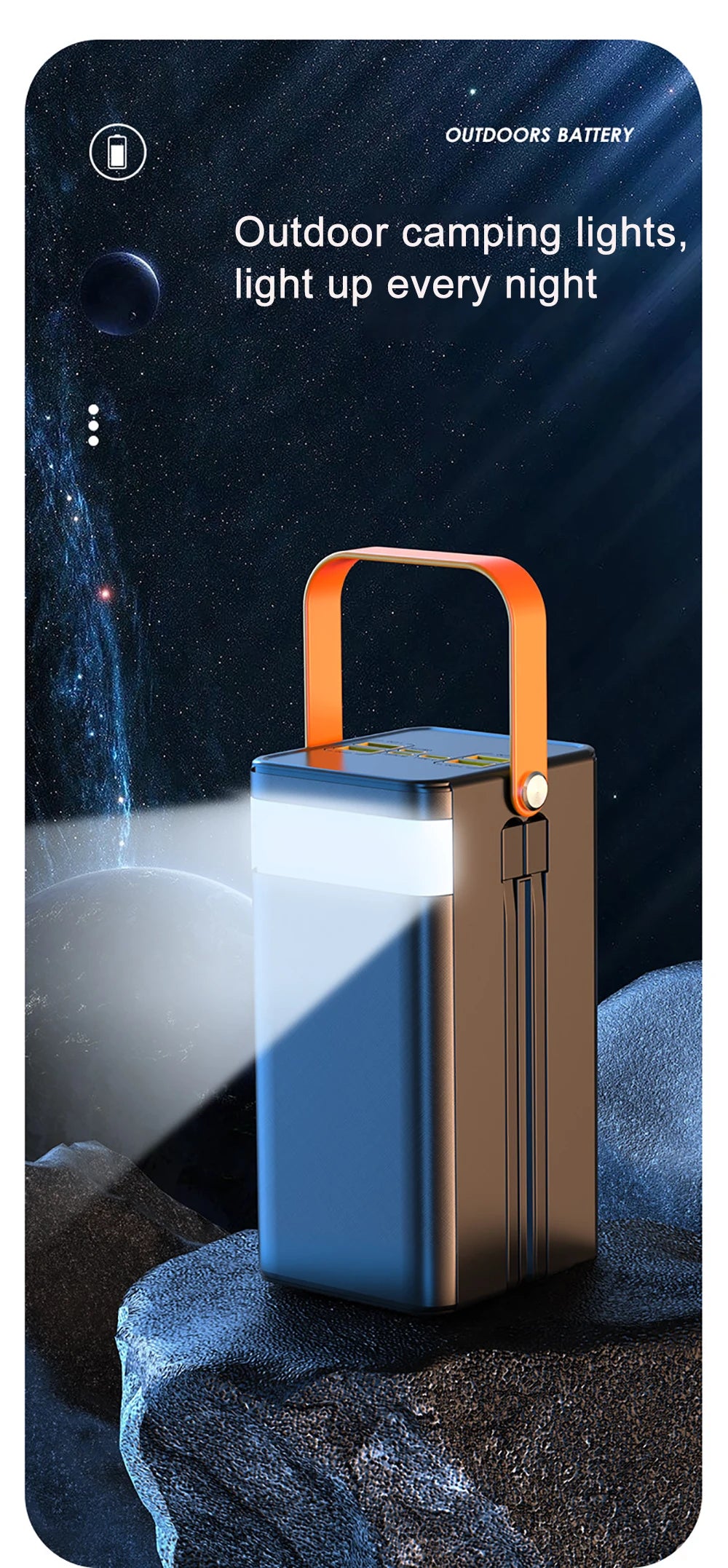 120W Fast Charging Power Station 60000mAh, Portable Large Capacity Power Bank Emergency Charger for Camping Home Use