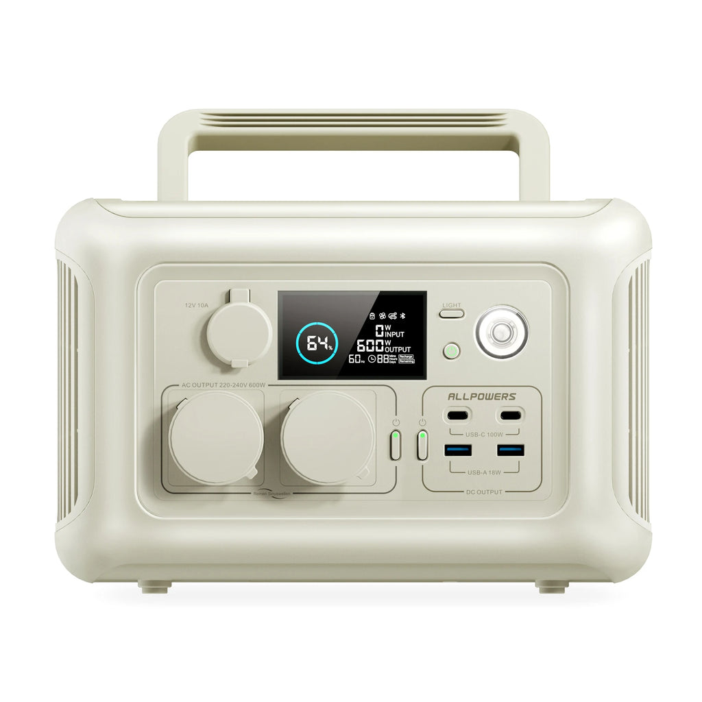 ALLPOWERS R600 Power Station + 100W Solar Panel — 299Wh LiFePO4 Kit