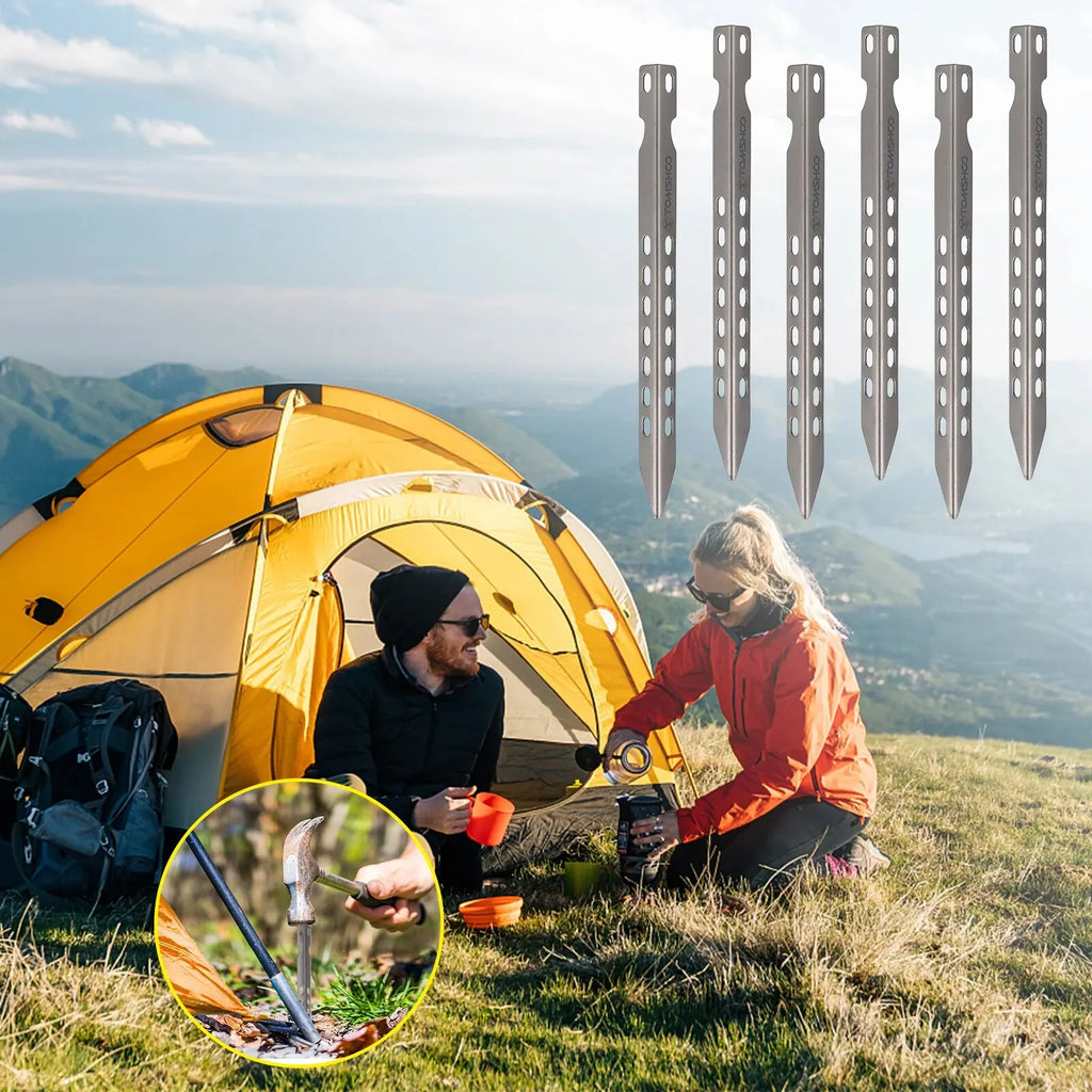 Titanium Tent Pegs — Ultralight V-Shape Stakes (4-Pack or 6-Pack)