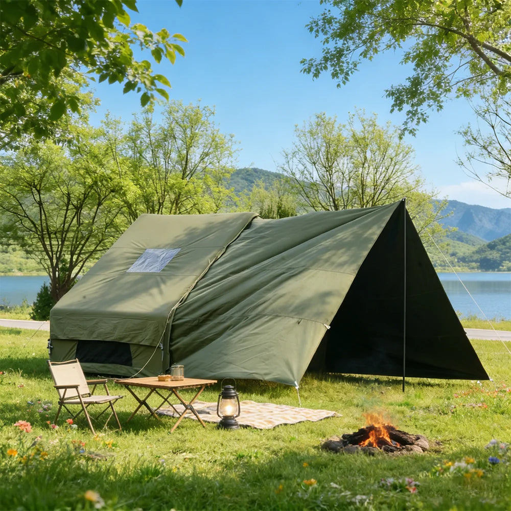 Large Inflatable Camping Tent - 4-Season, 4-8 Person with Windows
