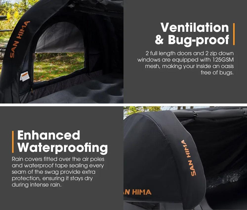 San Hima Double Air Swag — 2 Person Inflatable Swag Tent with Air Mattress