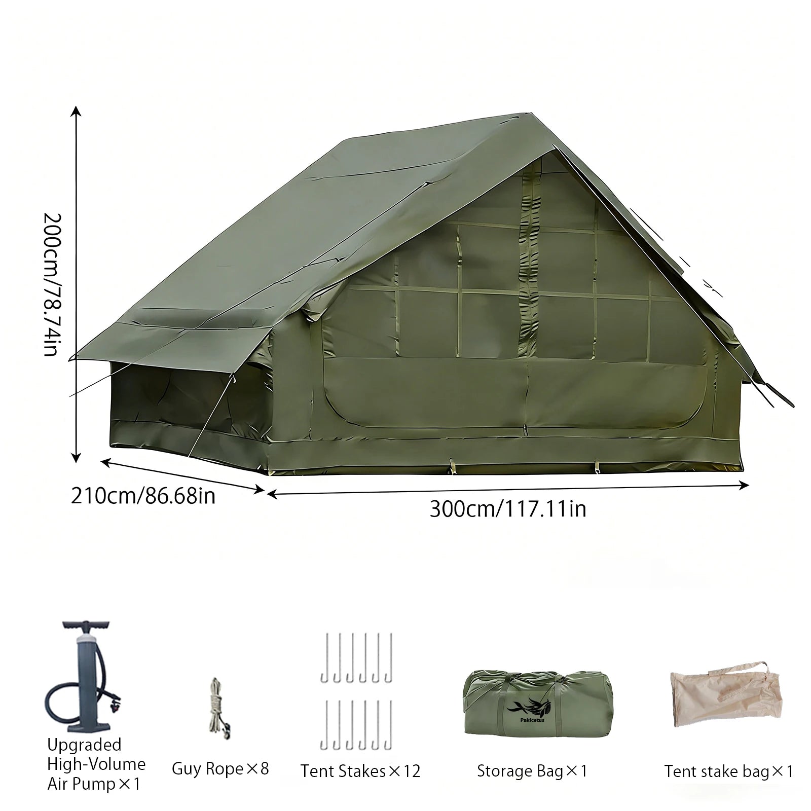 PAKICETUS Inflatable Camping Tent — 4 Season, 4–8 Person with Windows