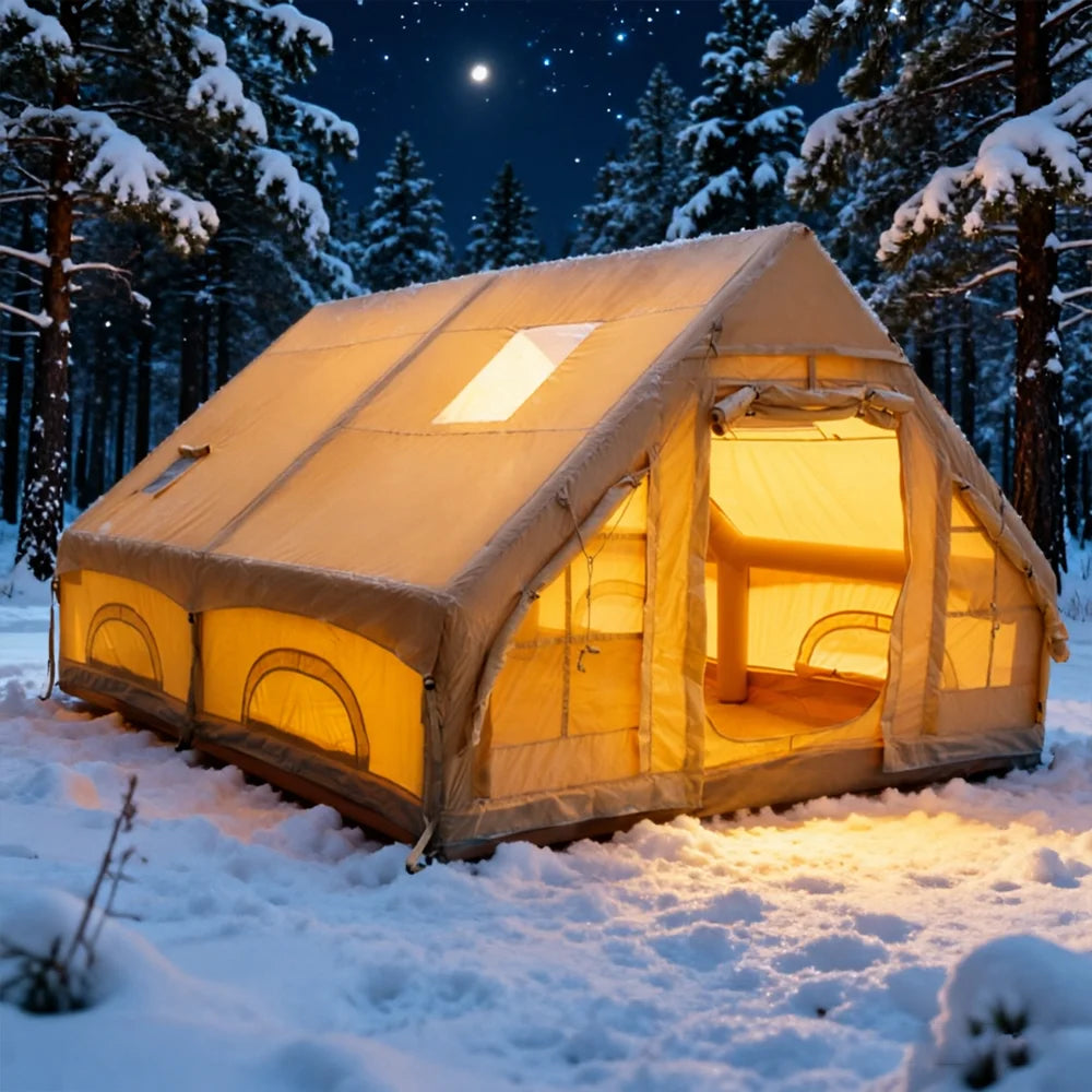 Large Inflatable Camping Tent - 4-Season, 4-8 Person with Windows