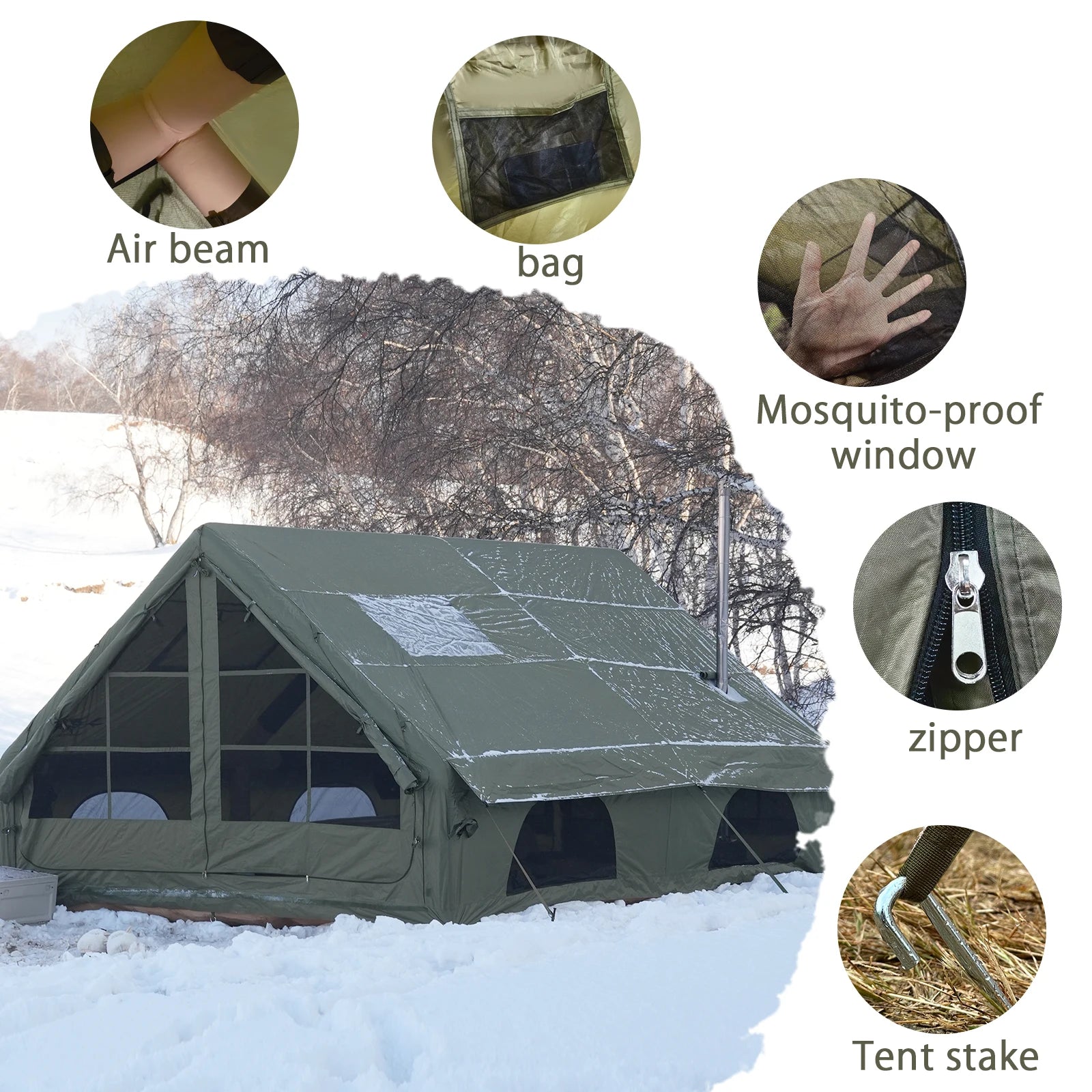PAKICETUS Inflatable Camping Tent — 4 Season, 4–8 Person with Windows