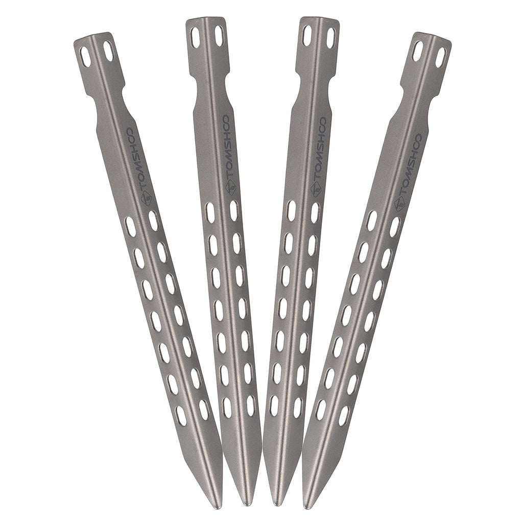 Titanium Tent Pegs — Ultralight V-Shape Stakes (4-Pack or 6-Pack)