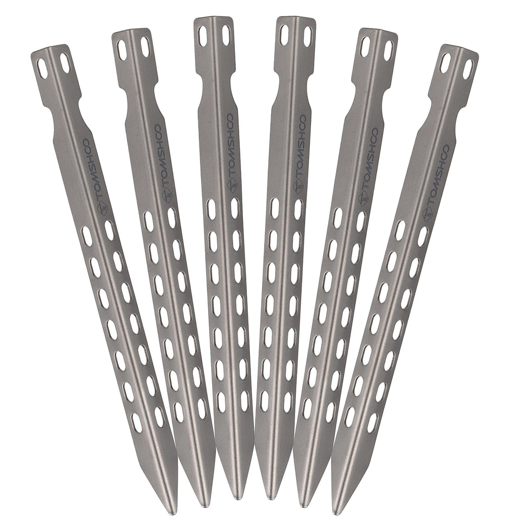 Titanium Tent Pegs — Ultralight V-Shape Stakes (4-Pack or 6-Pack)