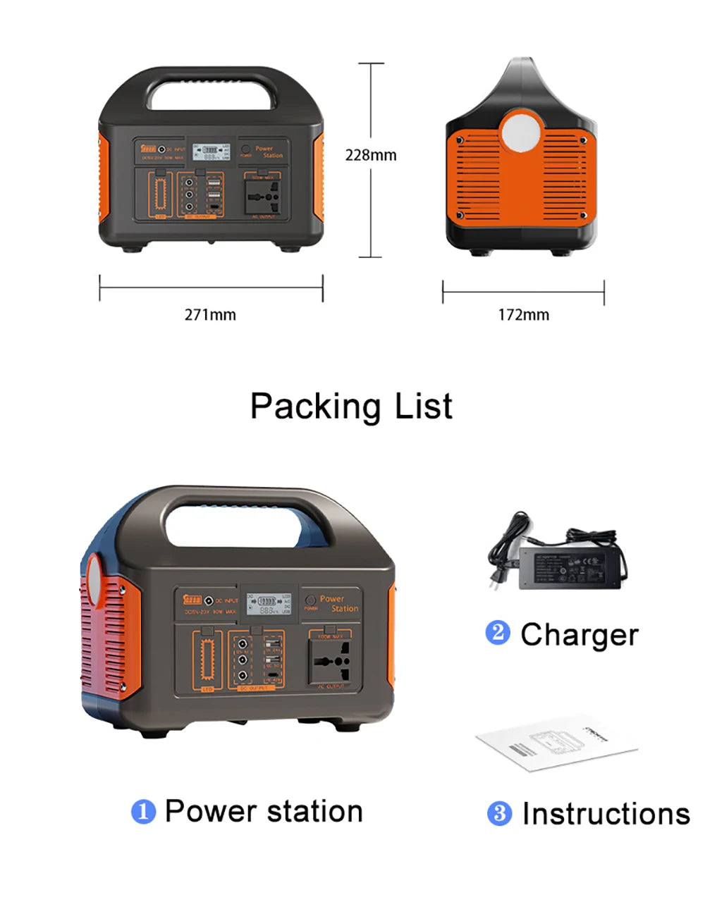 Gaiaray Portable Power Station 100W 200W 300W 500W Pure Sine Wave Solar Generator 110V/220V UPS LiFePO4 Power Plant For Camping