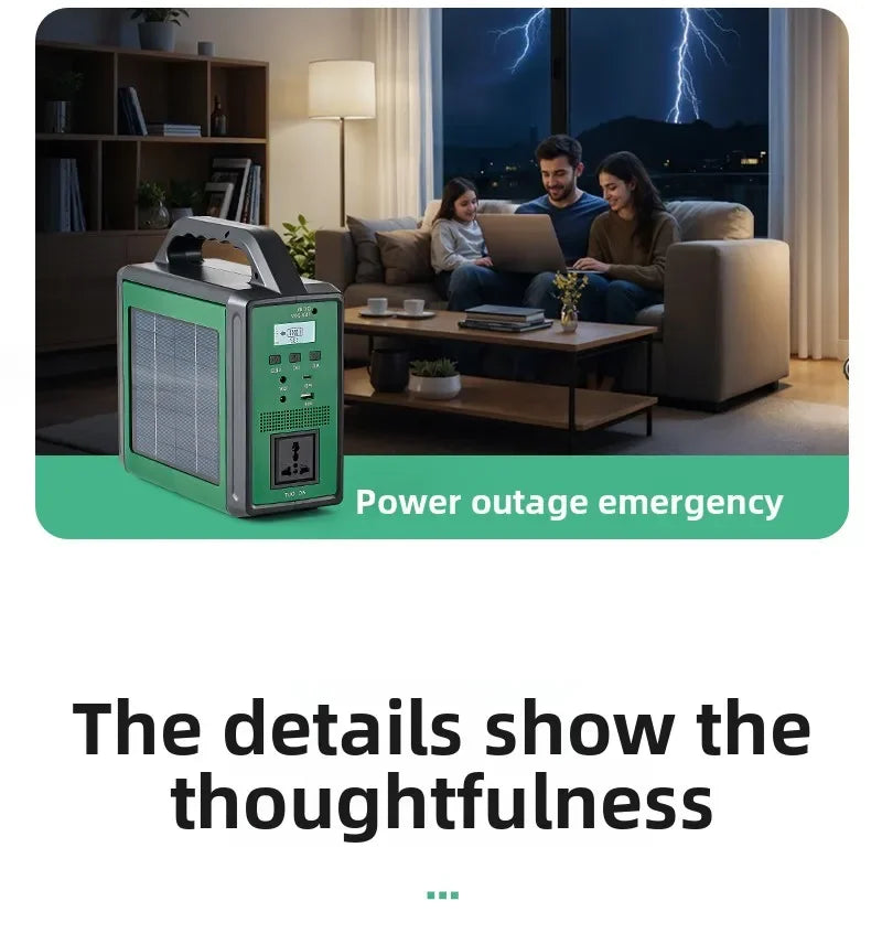 300W Solar Generator Portable Power Station 220V Emergency Backup Power with LED & Solar Panel Outdoor Camping RV Travel