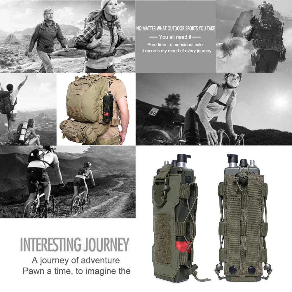 Tactical Molle Water Bottle Pouch Bag Military Outdoor Travel Hiking Drawstring Water Bottle Holder, Kettle Carrier Bag, 1-3Pcs