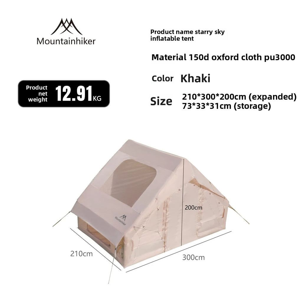 Mountainhiker 6.3m2 Inflatable Camping Tent - Quick-Setup 3-4 Person Cabin