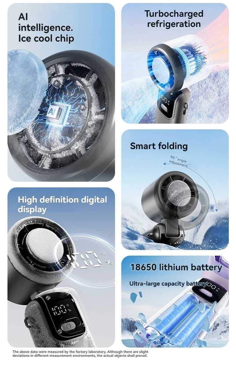 Hanging Ice Pack Handheld High-speed Fan Folding 100 Speed Infinitely Adjustable Fan Portable For Outdoor Neck