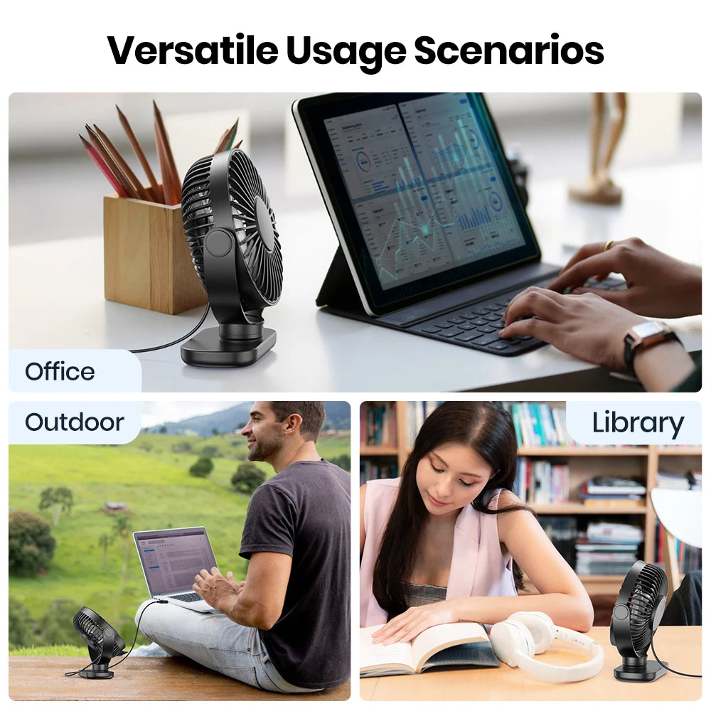TOPK Mini Portable fan Standing fans for Room Camping,Rechargeable Electric USB Personal Fan Desk Table Stand Fan Table for Home