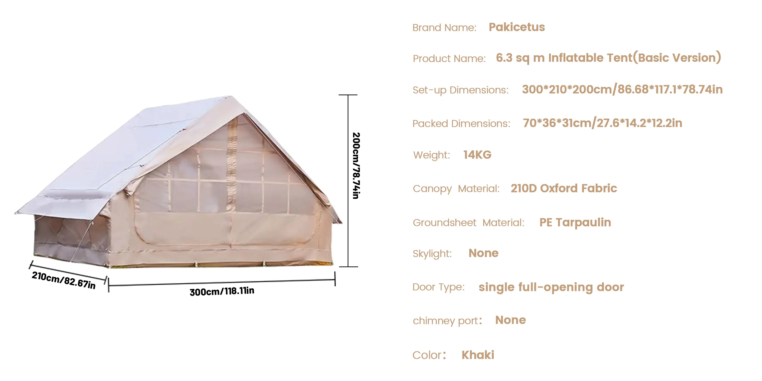 PAKICETUS Inflatable Camping Tent — 4 Season, 4–8 Person with Windows