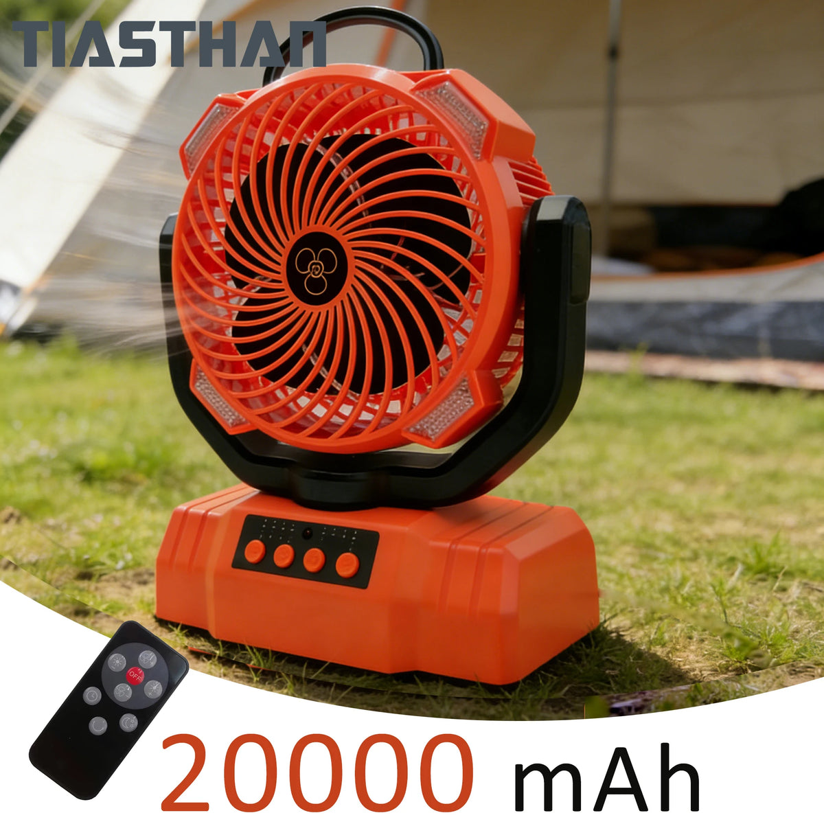 Outdoor Portable Fan 50000mAh Battery Operated with Turbo High-Speed Brushless Motor Auto-Swing for Camping Hiking Picnic BBQ