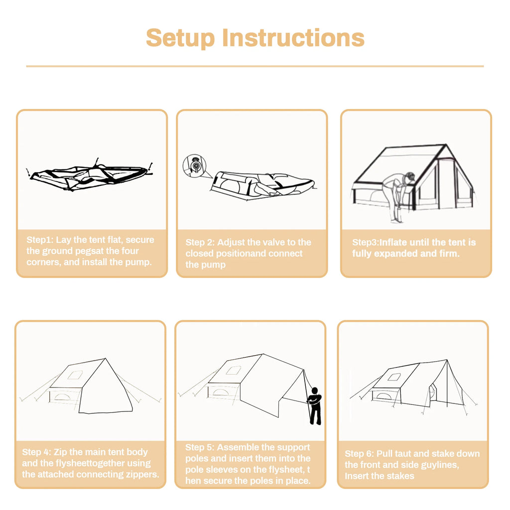 PAKICETUS Inflatable Camping Tent — 4 Season, 4–8 Person with Windows