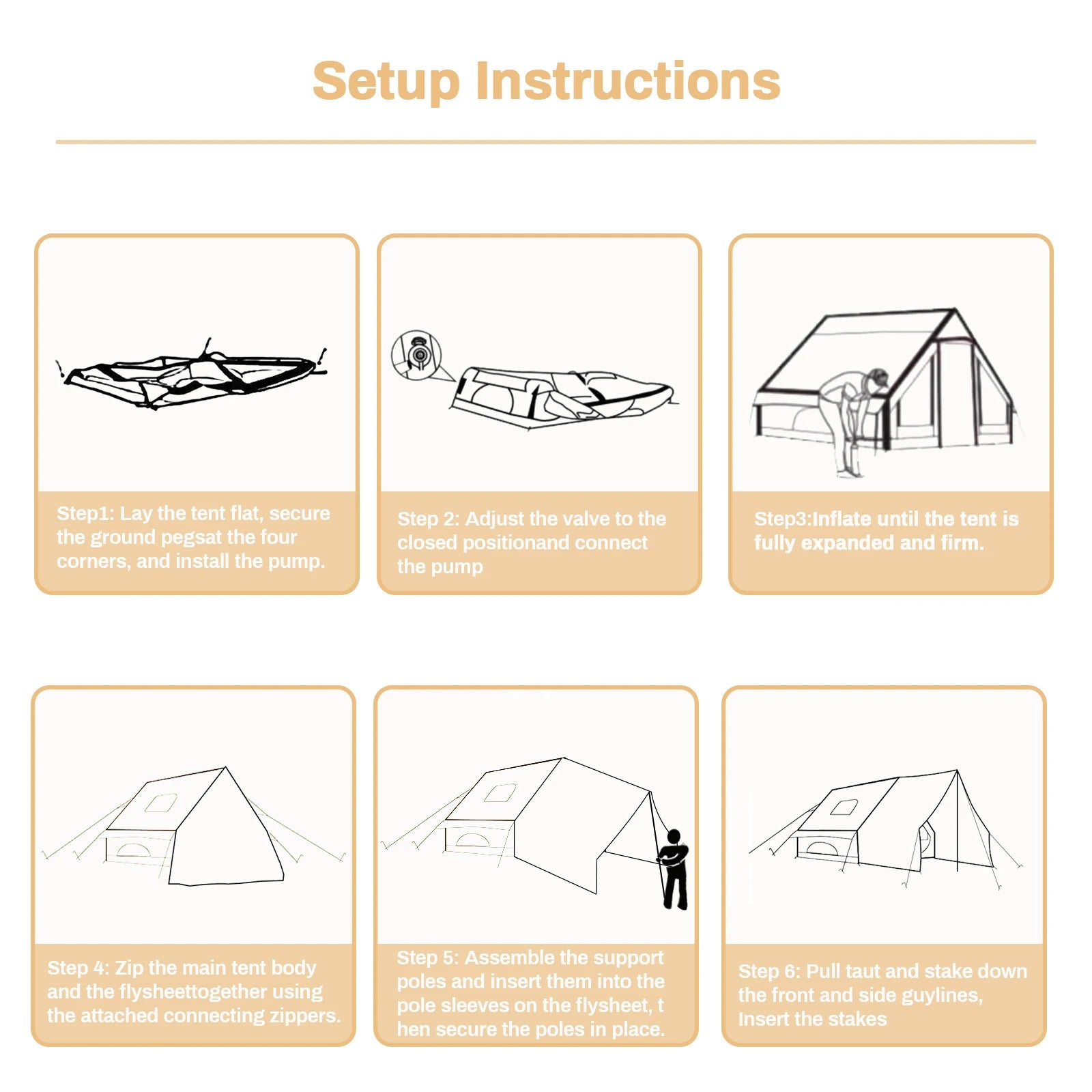 PAKICETUS Inflatable Camping Tent — 4 Season, 4–8 Person with Windows