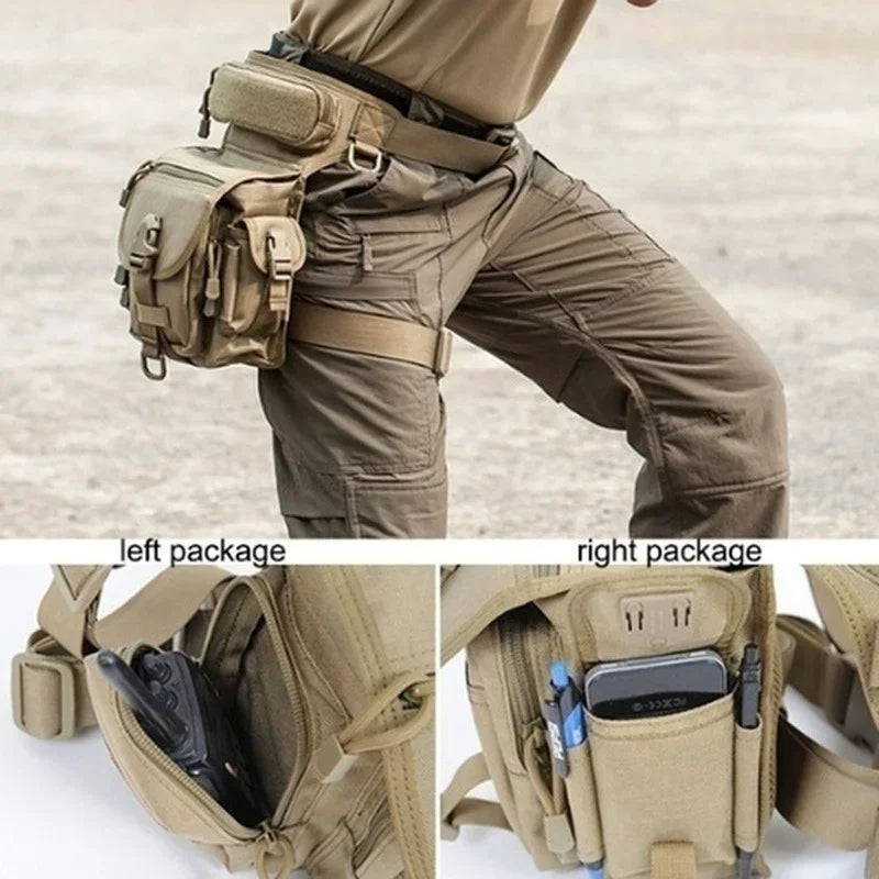 Men Waist Fanny Pack Leg Bag Military Tactical Motorcycle Rider Camera Sports Travel Nylon Male Bum Hip Belt Thigh Fanny Bags
