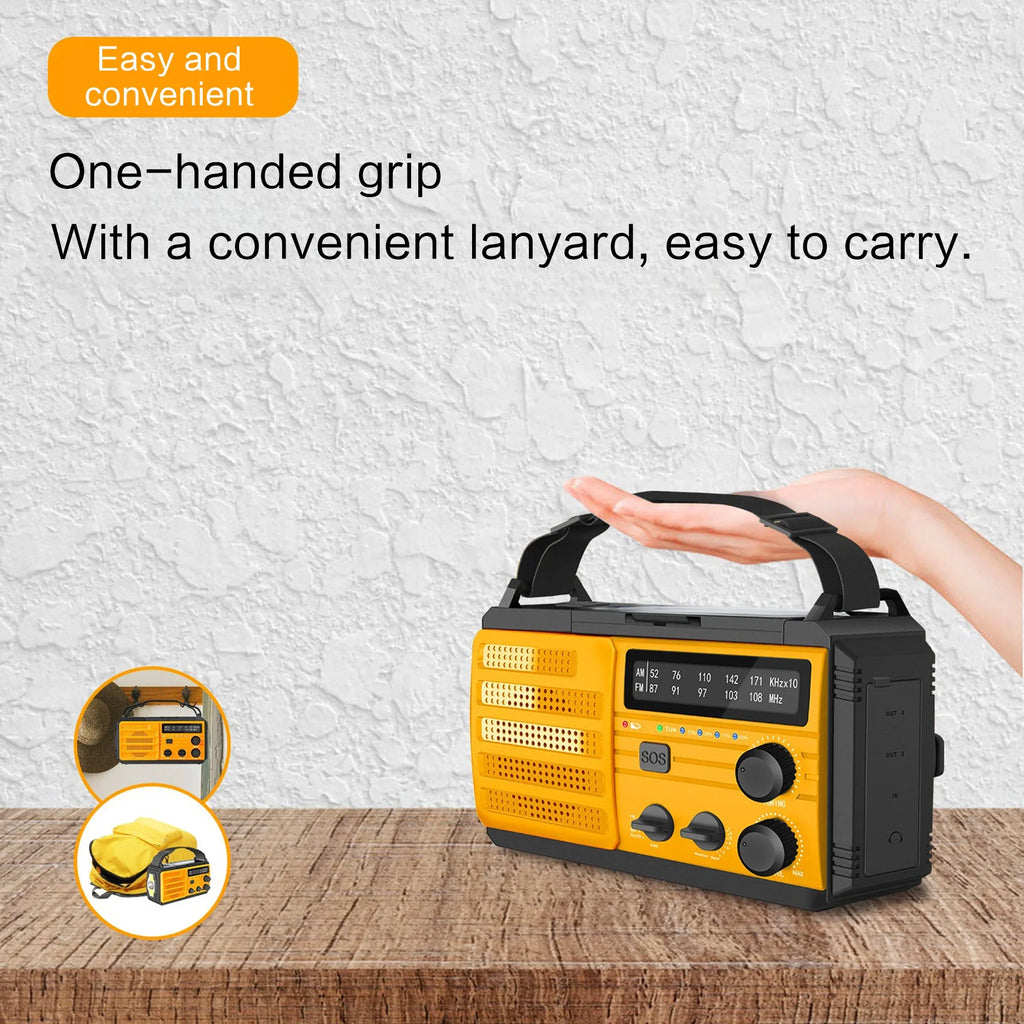 Portable Solar Hand Crank AM/FM Radio — Flashlight, Power Bank & SOS