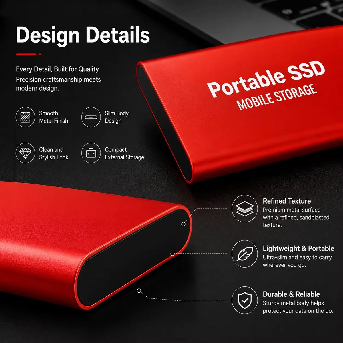 1TB-16TB External SSD Portable Hard Drive USB 3.0 Type-C Fast Storage
