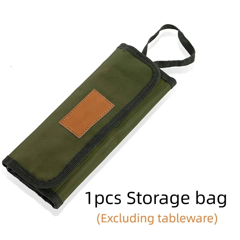 Portable Roll Up Pouch Bag Outdoor Camping Cutlery Storage Bag Cutlery Storage Water Resistant Case For Forks Spoons Chopstick