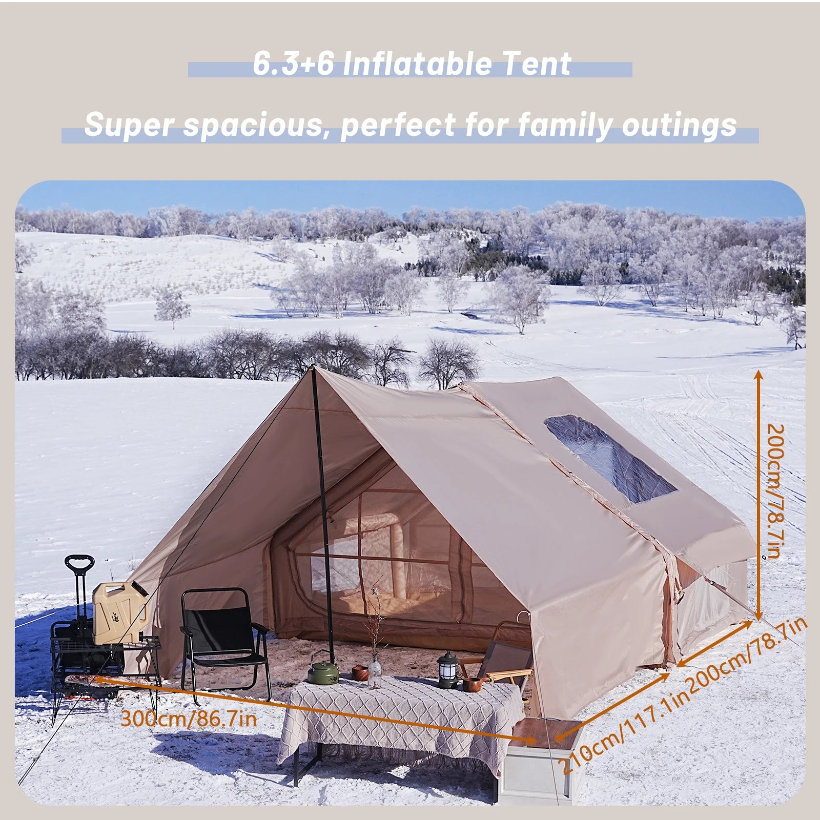 PAKICETUS Inflatable Camping Tent — 4 Season, 4–8 Person with Windows