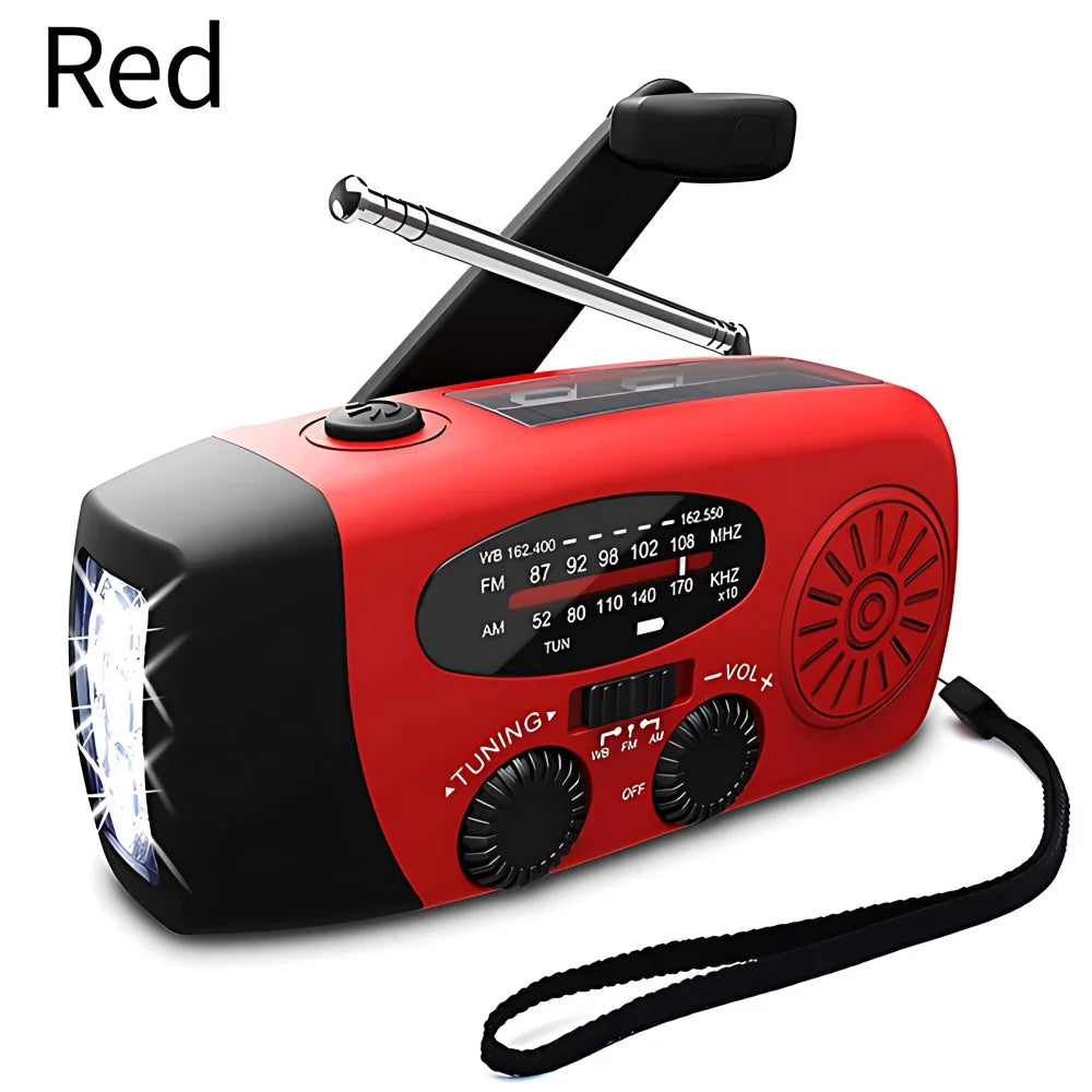 Portable Solar Hand Crank AM/FM Radio — Flashlight, Power Bank & SOS