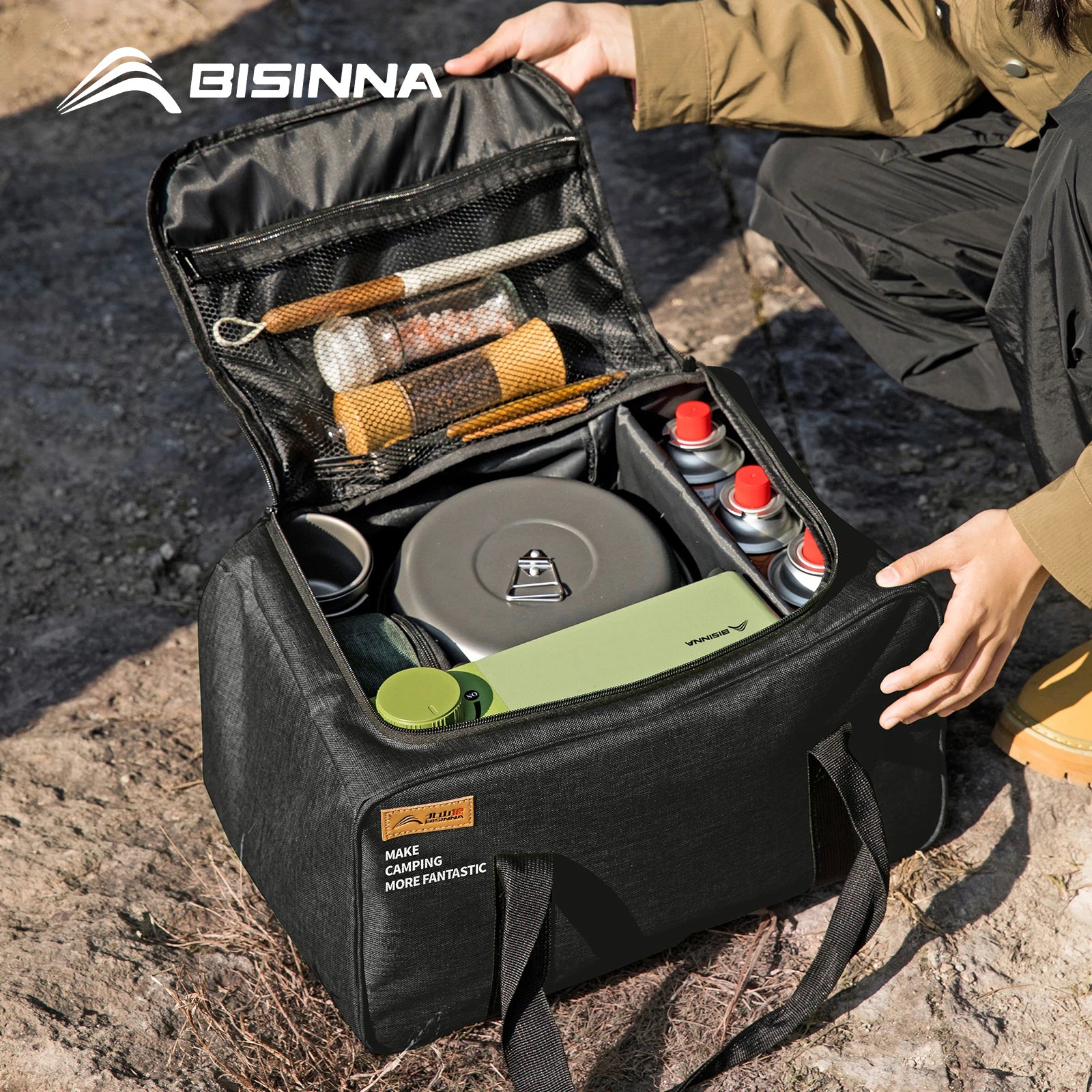 BISINNA Camping Storage Bag — 26L/30L/42L Gas Tank & Cookware Carrier