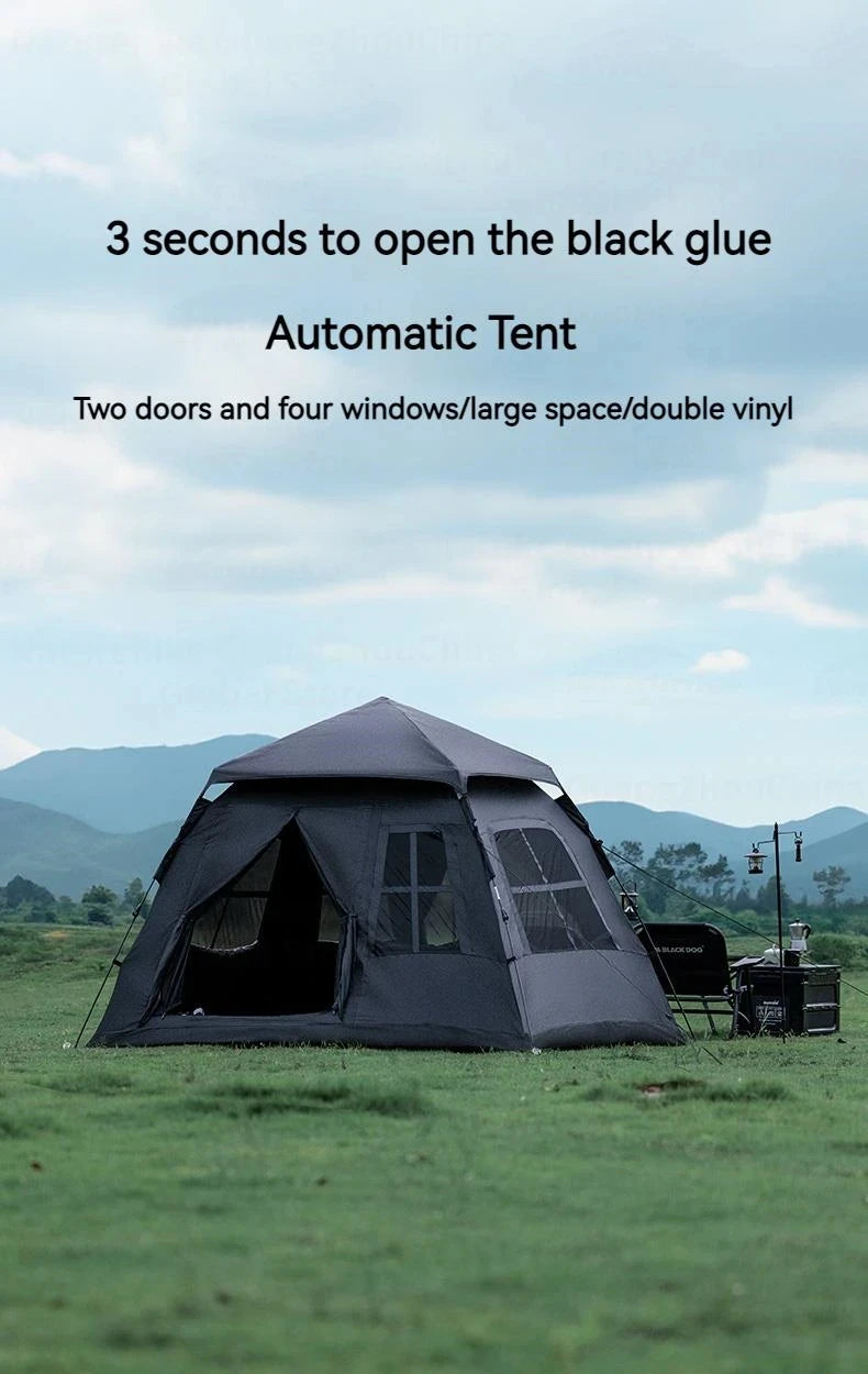 Vinyl Pop-Up Camping Tent — Quick-Open, Sun & Rainstorm Protection