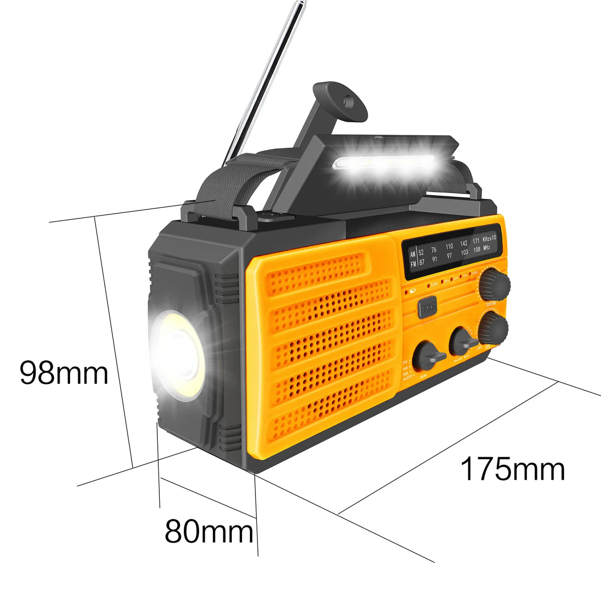 Portable Solar Hand Crank AM/FM Radio — Flashlight, Power Bank & SOS