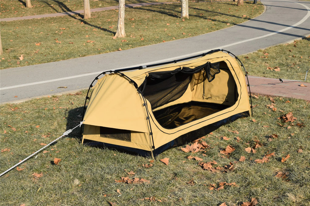 Canvas Swag Tent — 1–2 Person Dome Tent with Foam Mattress
