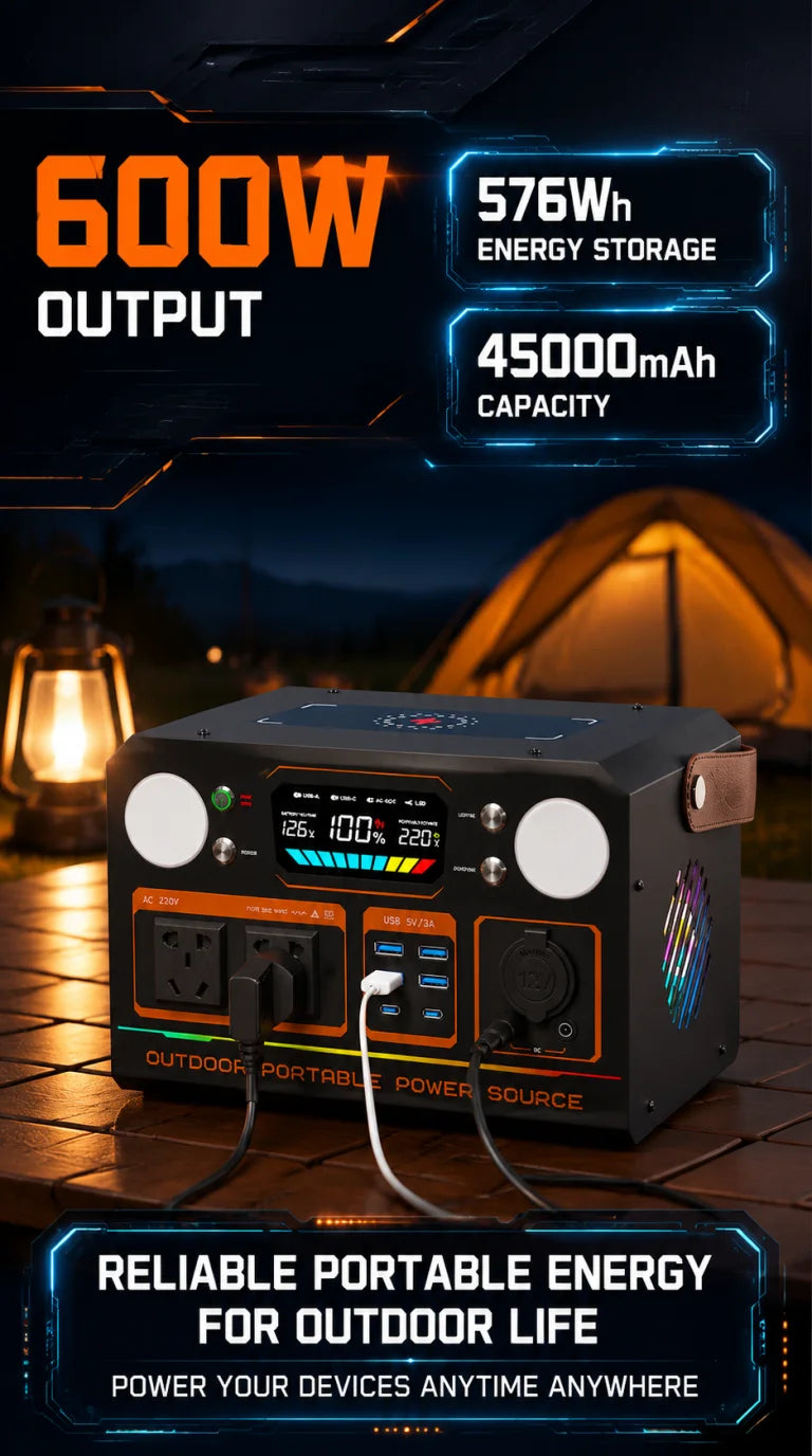 Outdoor power supply 500W/600W portable large-capacity battery, with AC socket, camping self-driving live broadcast power outage