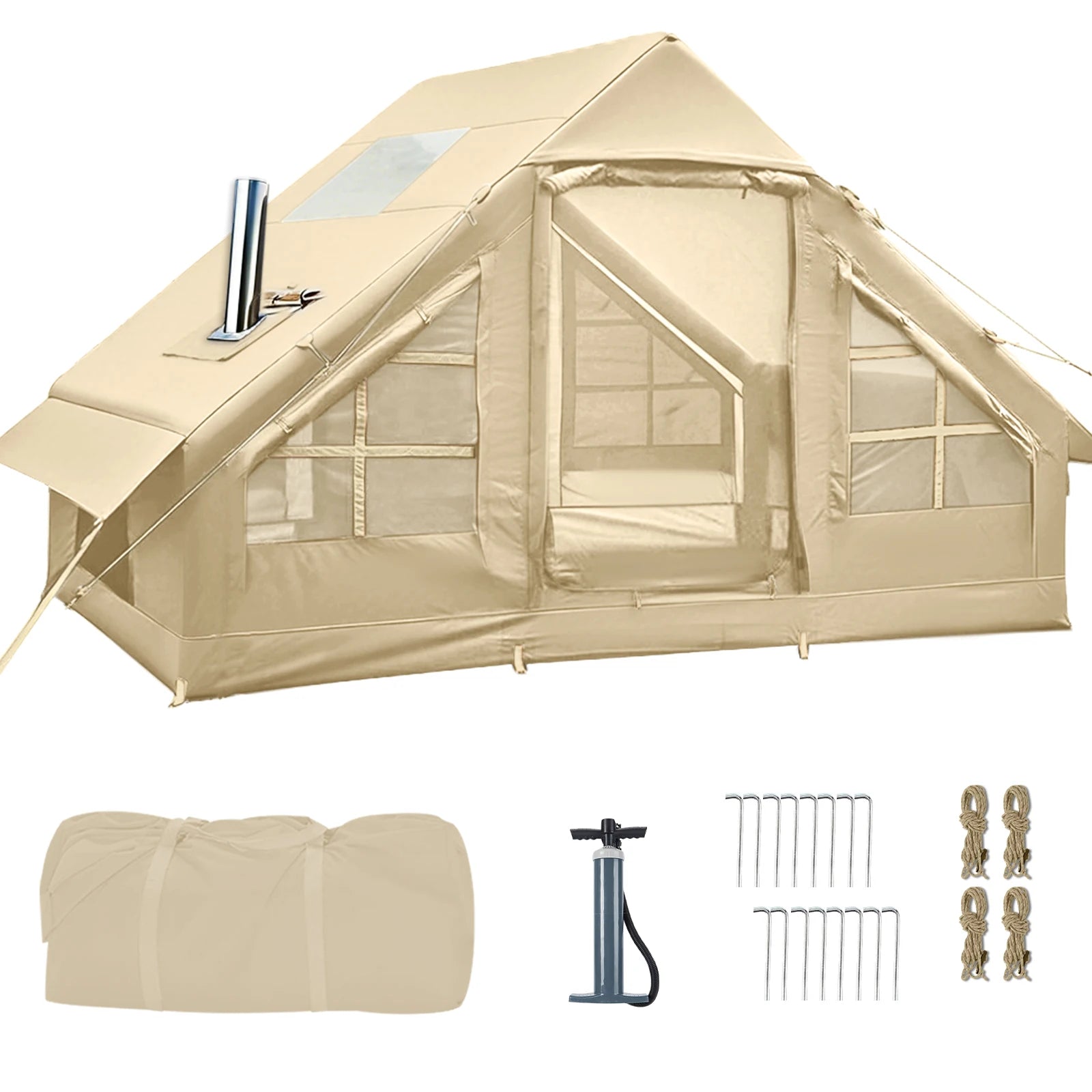 Green Air Inflatable Glamping Tent — 2–8 Person, Waterproof Oxford