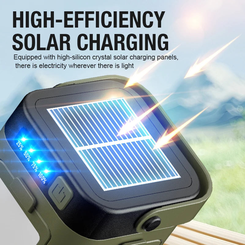 Rechargeable LED Camping Lantern — 6 Modes, Solar & Type-C Charging