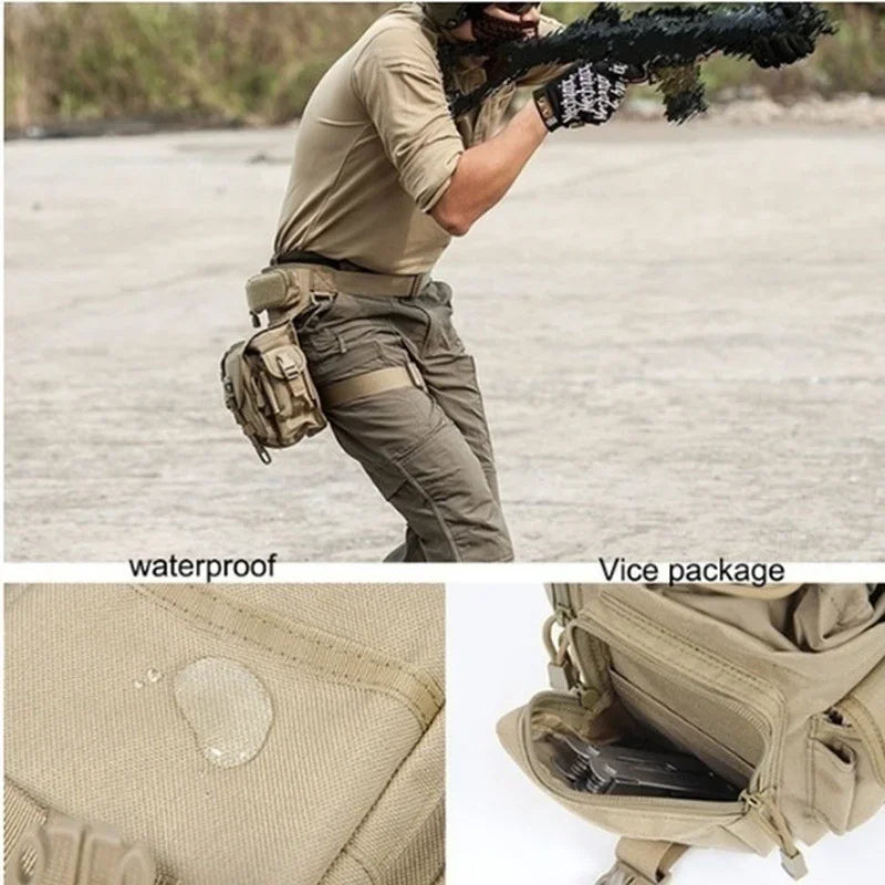 Men Waist Fanny Pack Leg Bag Military Tactical Motorcycle Rider Camera Sports Travel Nylon Male Bum Hip Belt Thigh Fanny Bags