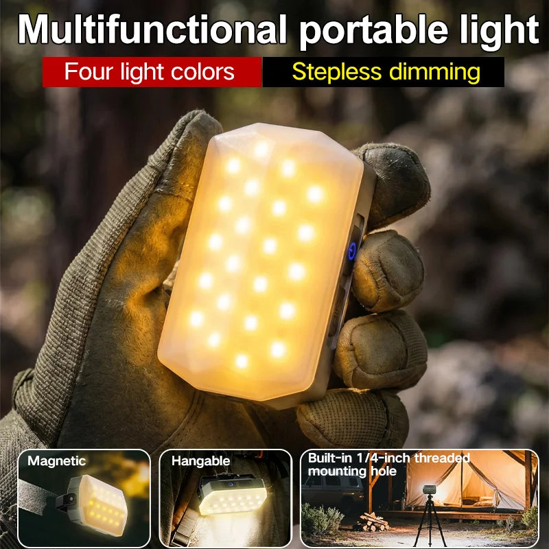 Rechargeable LED Camping Lantern — 6 Modes, Solar & Type-C Charging