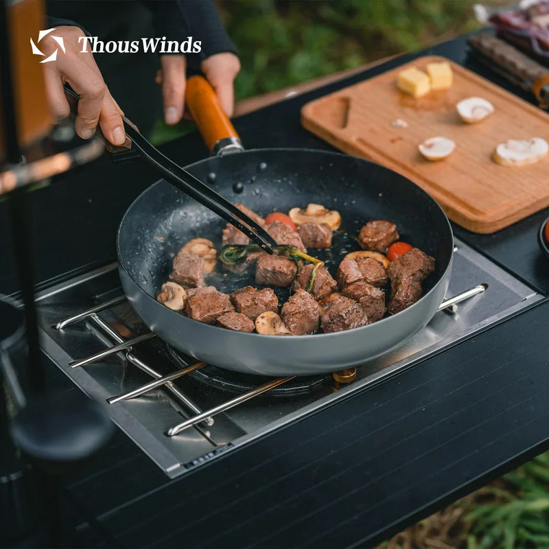 Thous Winds Camping Cookware Set Stainless Steel Outdoor Cooking Kit Tableware Cookset Pan Bowl Kettle Pot Picnic with Mesh Bag