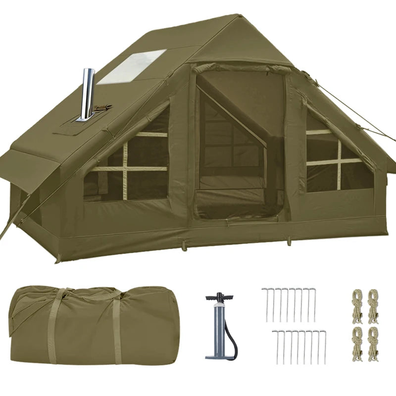 Green Air Inflatable Glamping Tent — 2–8 Person, Waterproof Oxford