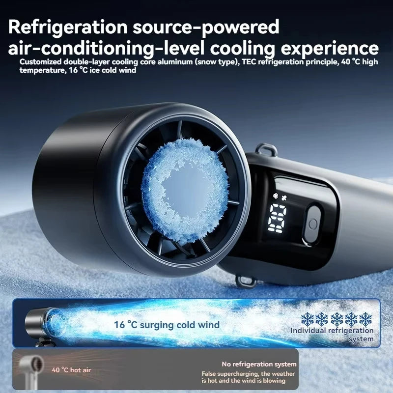 Hanging Ice Pack Handheld High-speed Fan Folding 100 Speed Infinitely Adjustable Fan Portable For Outdoor Neck