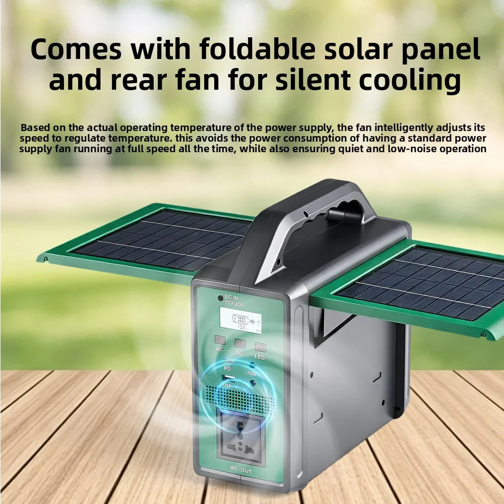 300W Solar Generator Portable Power Station 220V Emergency Backup Power with LED & Solar Panel Outdoor Camping RV Travel