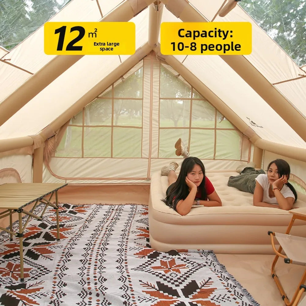 Large Inflatable Camping Tent - 4-Season, 4-8 Person with Windows