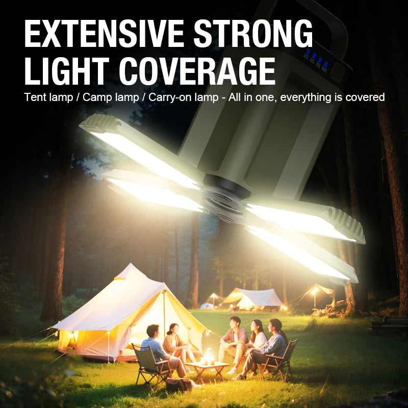 Rechargeable LED Camping Lantern — 6 Modes, Solar & Type-C Charging