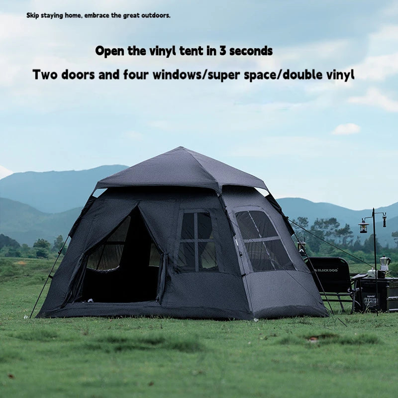 Vinyl Pop-Up Camping Tent — Quick-Open, Sun & Rainstorm Protection