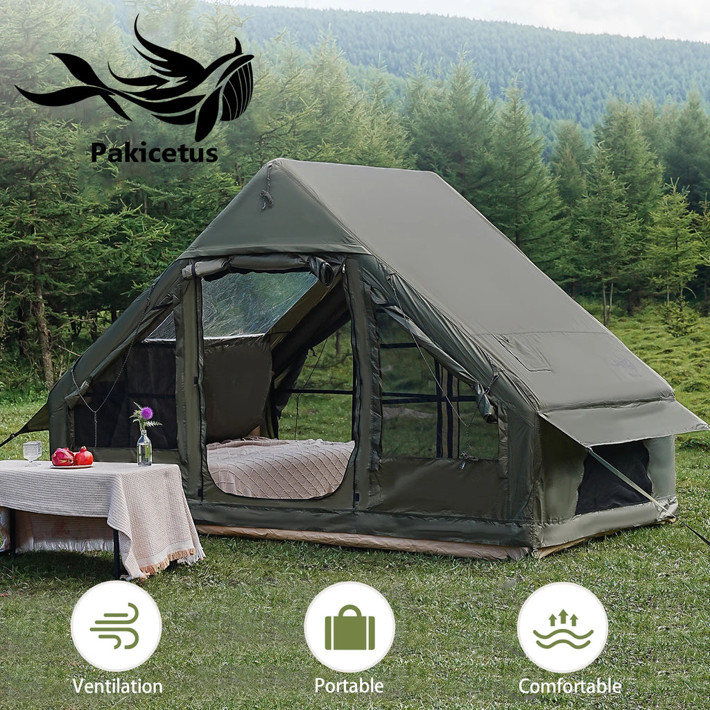 PAKICETUS Inflatable Camping Tent — 4 Season, 4–8 Person with Windows