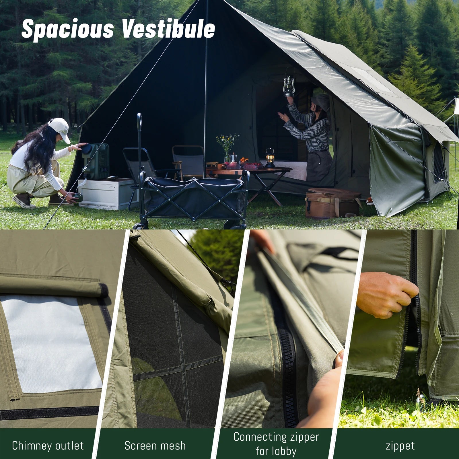 Pakicetus 8-Person Inflatable Glamping Tent - Mesh Windows & Hand Pump