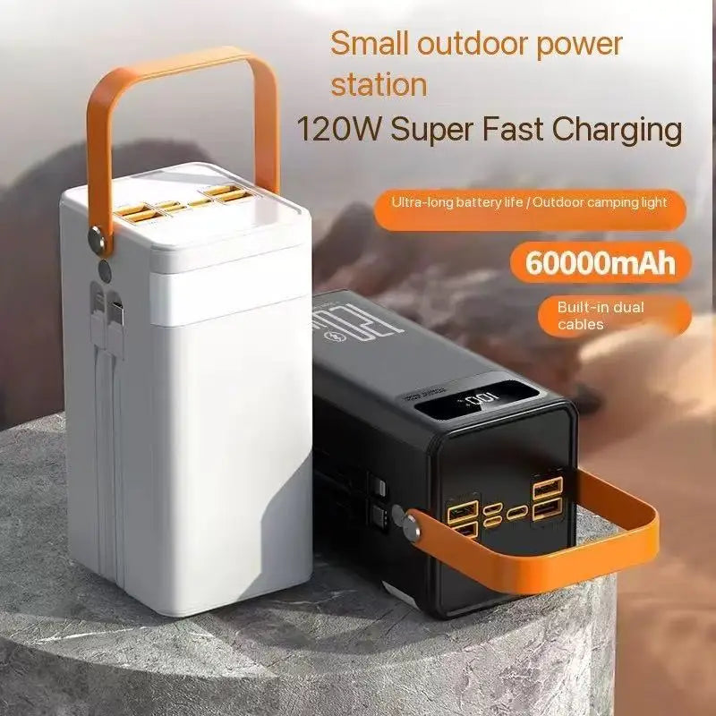 120W Fast Charging Power Station 60000mAh, Portable Large Capacity Power Bank Emergency Charger for Camping Home Use