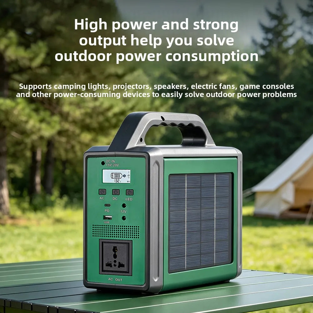 300W Solar Generator Portable Power Station 220V Emergency Backup Power with LED & Solar Panel Outdoor Camping RV Travel