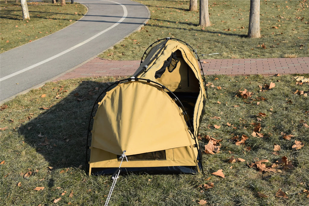 Canvas Swag Tent — 1–2 Person Dome Tent with Foam Mattress