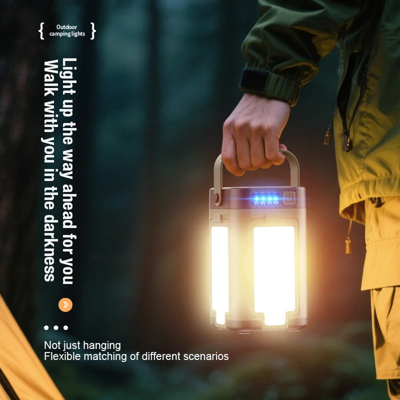 Rechargeable LED Camping Lantern — 6 Modes, Solar & Type-C Charging